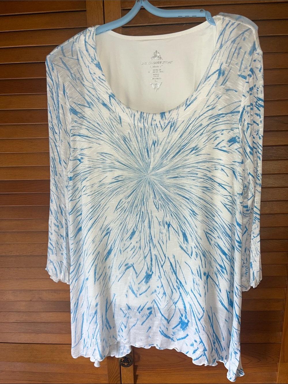 Miraclesuit Miraclebody Jeans Blue Burst Print Scoop Neck Women's Top size XL